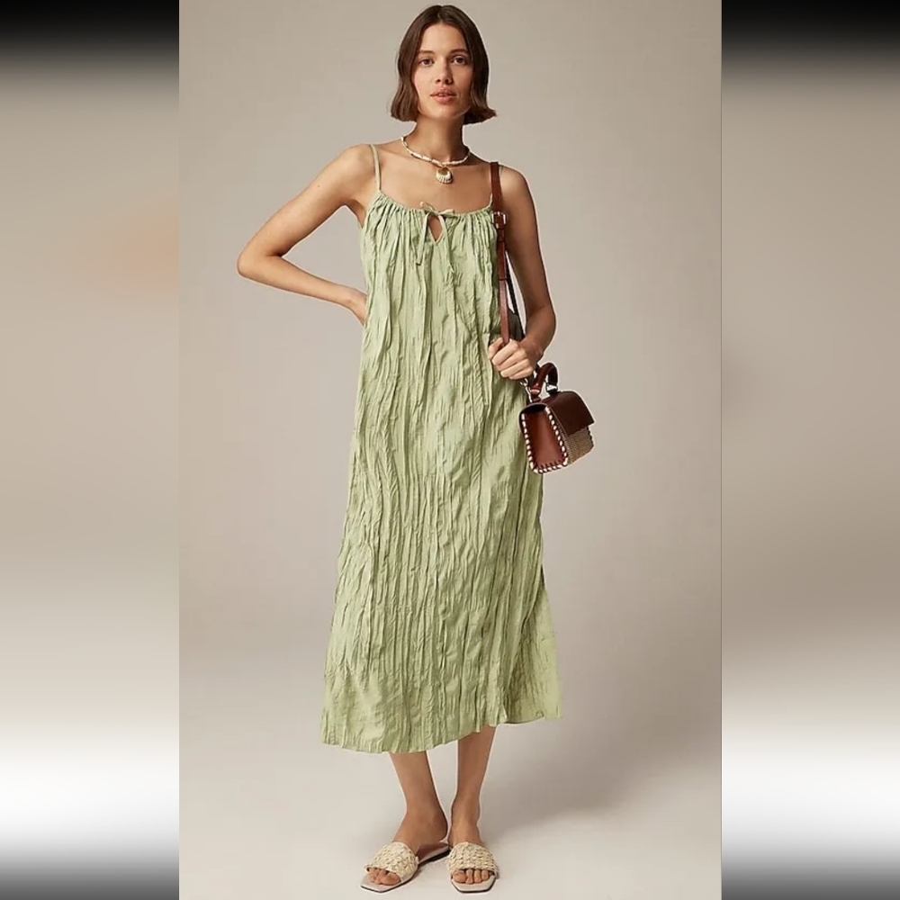 J. Crew Sage Green Crinkle Dress